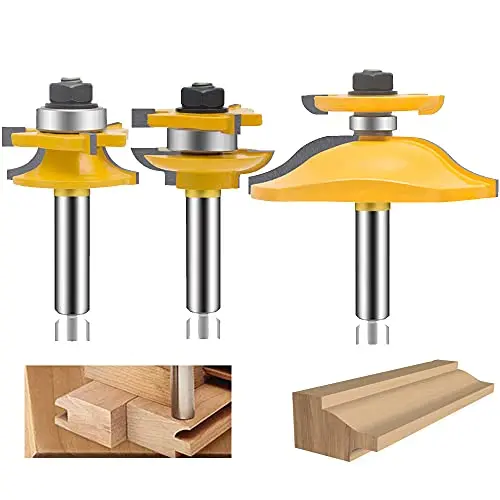 1/2-Inch Shank Raised Panel Router Bit Set – Includes Round Rail, Tile Routing Bits, And Tongue-And-Groove Carbide Cutters 1