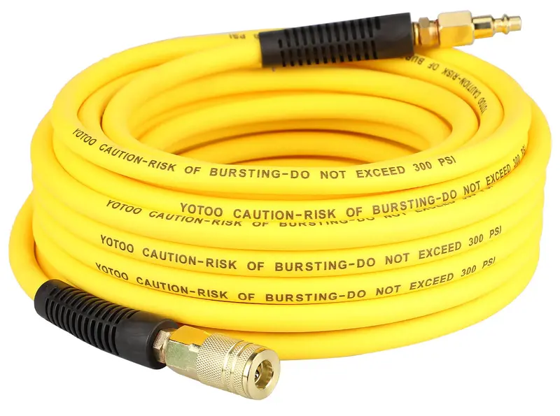 1/4" × 50 Ft Hybrid Air Hose – 300 Psi Rating, Lightweight, Kink-Resistant, With Industrial 1/4" Fittings 1