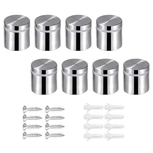 1" X 1" Stainless Steel Sign Spacer Screws – Wall-Mount Fixtures For Glass, Acrylic Signs & Photo Frames (8 Pcs) 1