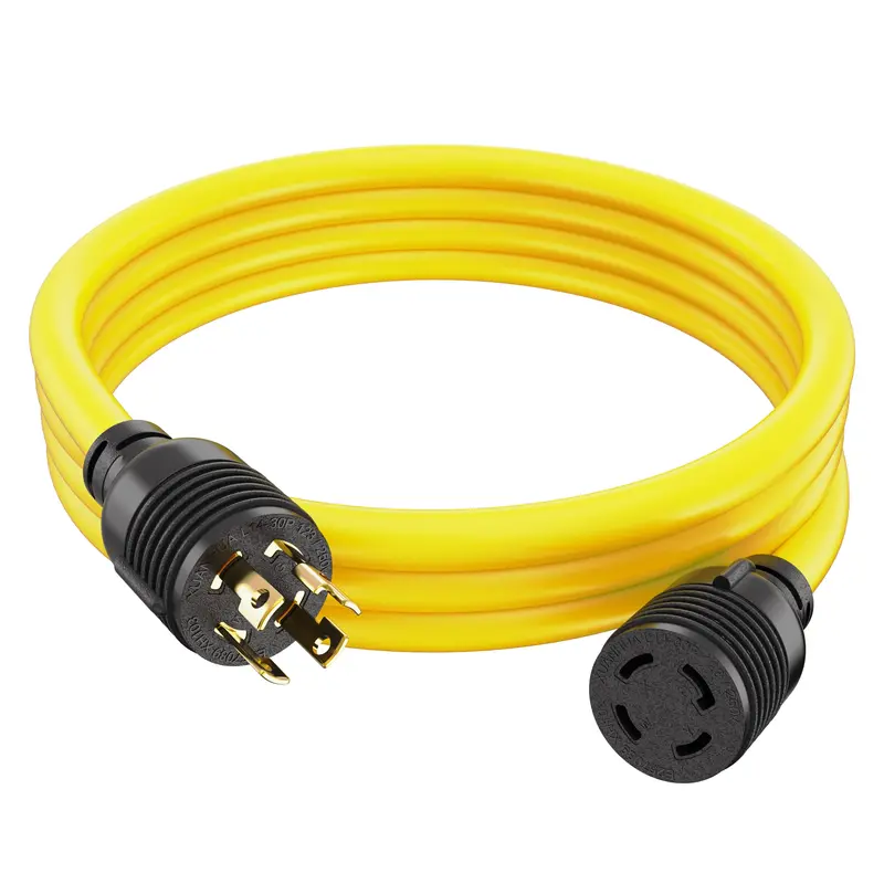 10-Foot Heavy-Duty Generator Power Cord – 30A, 125/250V, Nema L14-30, Locking Switch, 10 Awg Yellow 1