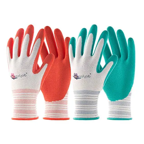 10-Pack Breathable Rubber-Coated Gardening Gloves – Medium, Red & Green 1