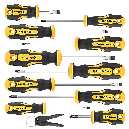 10-Piece Magnetic Cushion-Grip Screwdriver Set – 5 Phillips + 5 Slotted For Pro Users 1