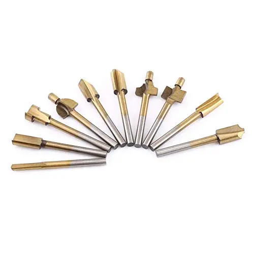 10-Piece Titanium-Coated Hss Router Bits – 1/8" Shank Edge Trimming Cutters For Diy Woodworking 1