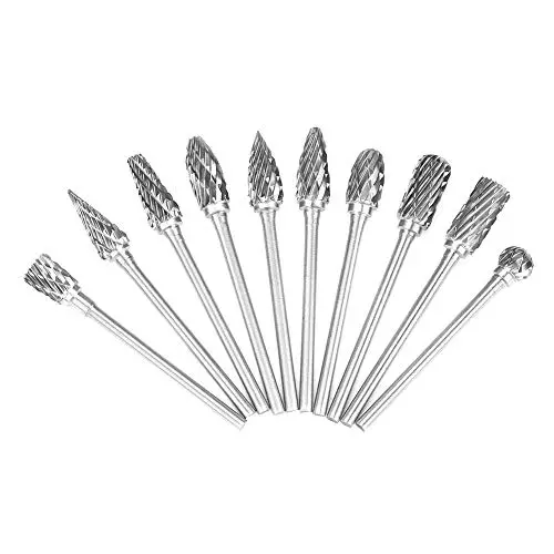 10-Piece Tungsten Carbide Rotary Burr Set – 2.35 Mm And 1/4" Shank For Rotary Tools And Diy Projects 1
