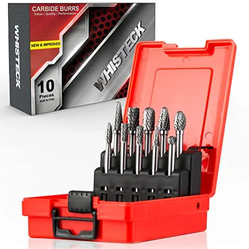 10-Piece Tungsten Carbide Rotary Files – 1/4" Shank, Double-Cut, For Grinding, Etching, Deburring, And Detailing 1