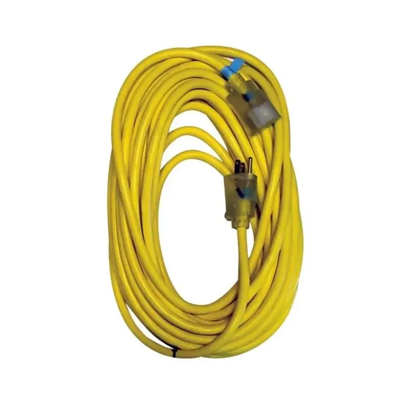 100-Foot Commercial-Grade Outdoor Extension Cord – 12/3 Sjtw, Yellow Vinyl Jacket, 3-Prong, Made In Usa 1
