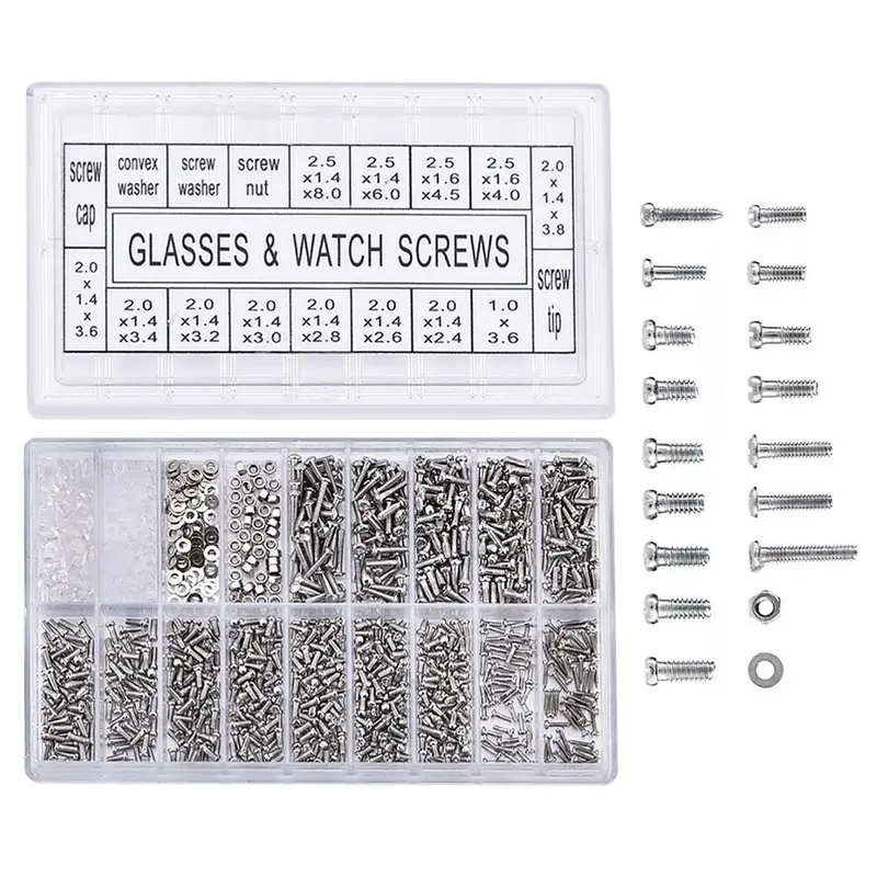 1000-Piece Micro Stainless Steel Fasteners – Repair Kit For Eyewear, Watches & Bicycles 1