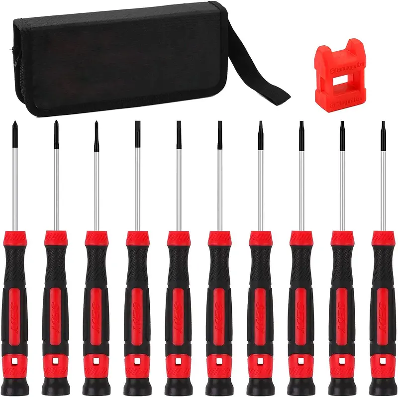 11-Piece Mini Precision Screwdriver Kit – Magnetic Slotted/Phillips/Torx Tips, Non-Slip Handles, Includes Storage Pouch 1