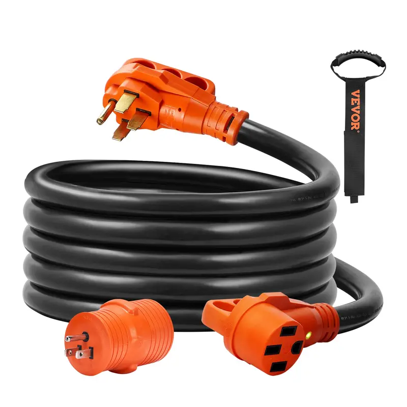 15-Foot 50-Amp Rv Extension Cord – Stw 6/3+8/1 Awg, Nema 14-50P To 14-50R, Etl Listed For Campers & Generators 1