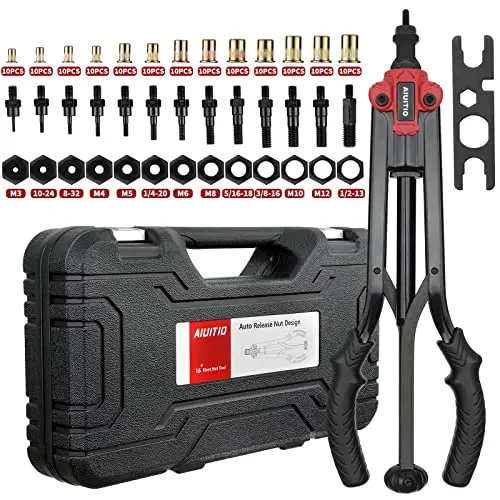 16-Inch Auto-Release Rivet Nut Tool Kit Featuring 13 Metric & Sae Mandrels 1