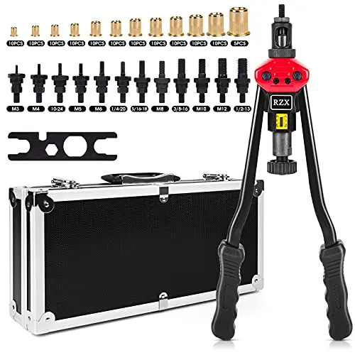 16-Inch Professional Rivet Nut Setter Kit – Includes 12 Metric & Sae Mandrels + 115 Assorted Nuts 1
