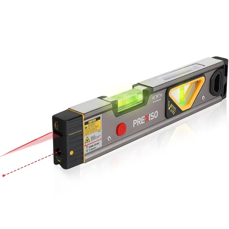 2-In-1 Laser Level & Bubble Vial – 12-Inch Magnetic Level With 100-Foot Alignment Point & 30-Foot Laser Line For Construction 1