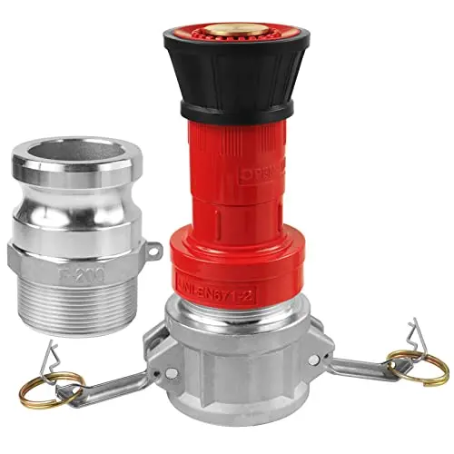 2-Inch Npsh Fire Hose Nozzle – Constant-Flow Fog Tip With Dual Aluminum 5Cm Couplings 1