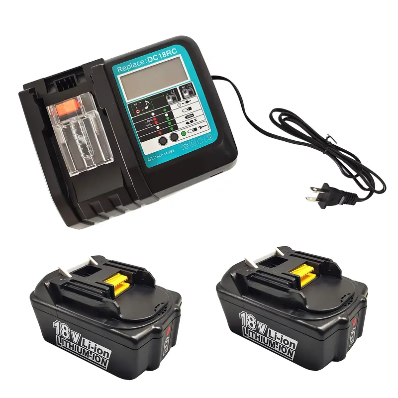 2-Pack Bl1850B 18V 5.0Ah Lithium Batteries + Dc18Rc 3A Fast Charger For Makita Lxt Power Tools 1