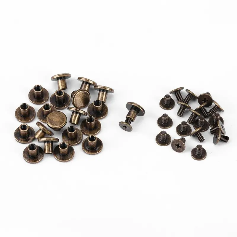 20-Piece Yellow Brass Flat-Head Rivets – 6.5Mm Threaded Leathercraft Fasteners For Belts, Wallets & Decorative Accents 1