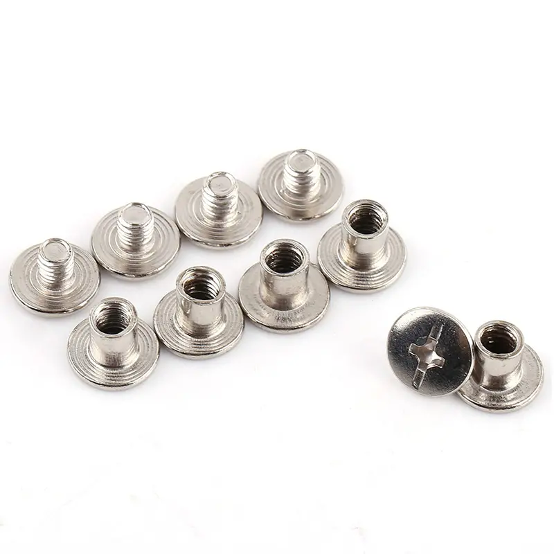 200-Piece Nickel-Plated Chicago Rivets – M5×6Mm Double-Cap Leather Fasteners For Photo Albums, Journals & Craft Repairs 1