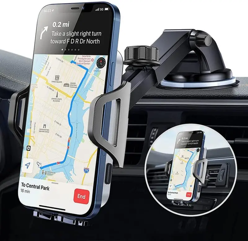 3-In-1 Universal Car Phone Mount – Dashboard, Windshield & Air Vent Compatibility For Iphone, Huawei, Motorola & More 1