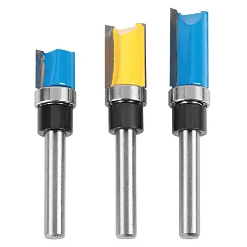 3-Piece 1/4" Shank Bearing-Guided Trim Router Bit Set – Edge Profiling & Slotting Tools 1