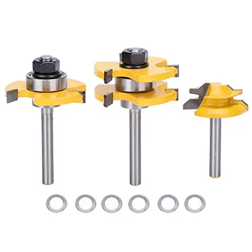 3-Piece Miter Router Bit Set – 45° Angle-Lock T-Style Cutters For Tongue-And-Groove Joinery 1