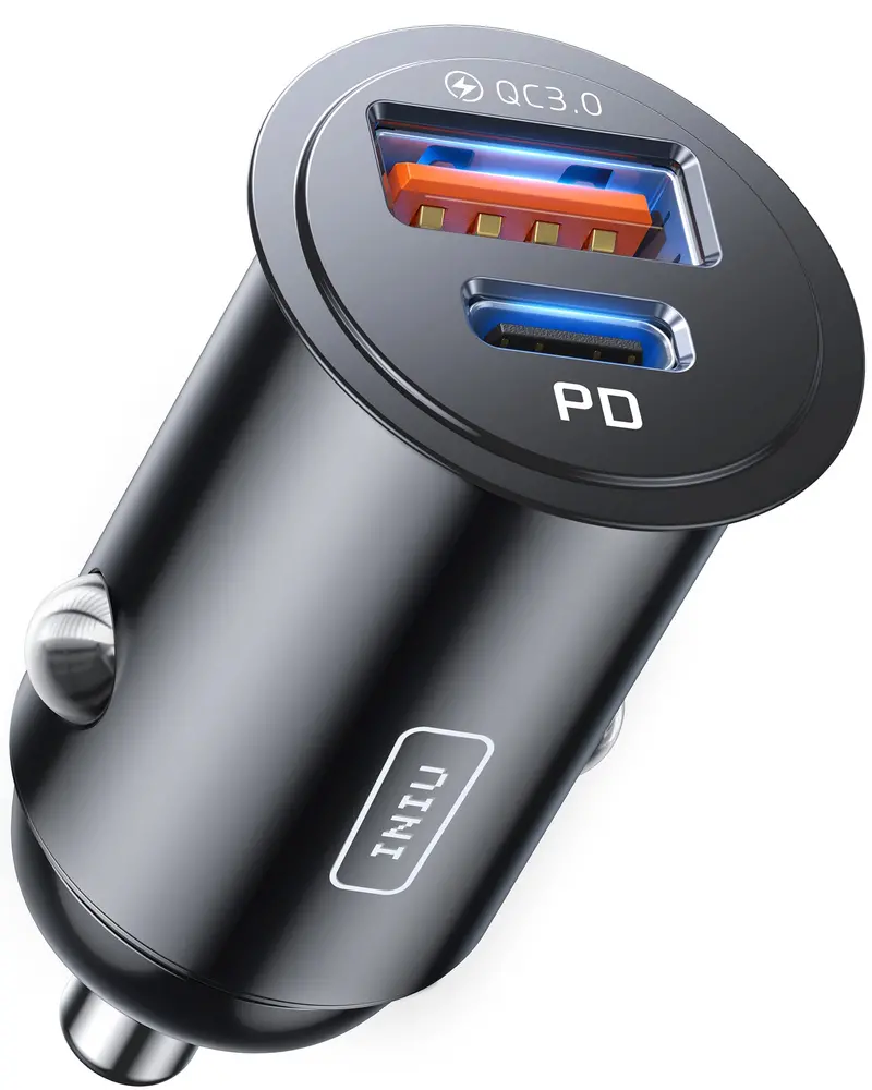30W Usb-C + 30W Usb-A Quick Charge 3.0 Car Charger: Universal Compatibility For Iphone, Samsung, Huawei, Ipad, Airpods, And Tablets 1