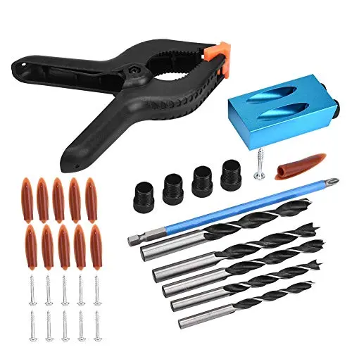 34-Piece 15° Pocket Hole Jig Kit – Aluminum Carpenter'S Drill Guide With Positioning Locator Tool 1