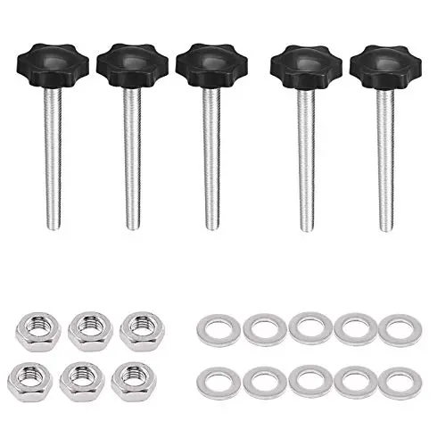 5-Pack Star-Drive Hand-Tightening Screws – M6 X 32 X 50 Mm, Black Plastic Hex Head For Machinery And Assembly Applications 1