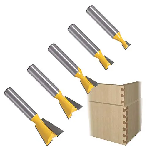 5-Piece Dove-Tail Router Bit Set – Carbide-Tipped Joinery Bits For Woodworking Hand Tools 1