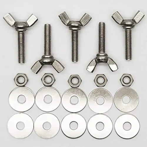 5-Set M6 × 25Mm Stainless Steel Wing Screws – Includes Washers And Hex Nuts 1