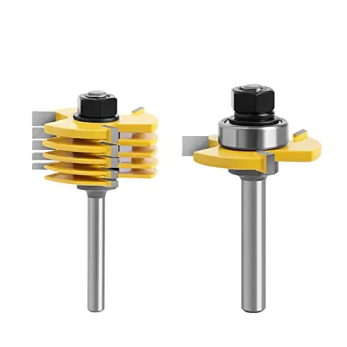 6-Piece Adjustable 3-Flute Slotting Router Bit Set – 1/4" Shank Tungsten Carbide Woodworking Cutters 1