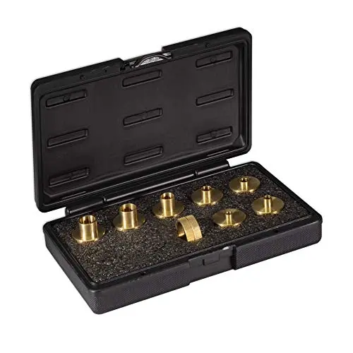 9-Piece Solid Brass Router Template Guide Set – Includes Molded Carrying Case 1
