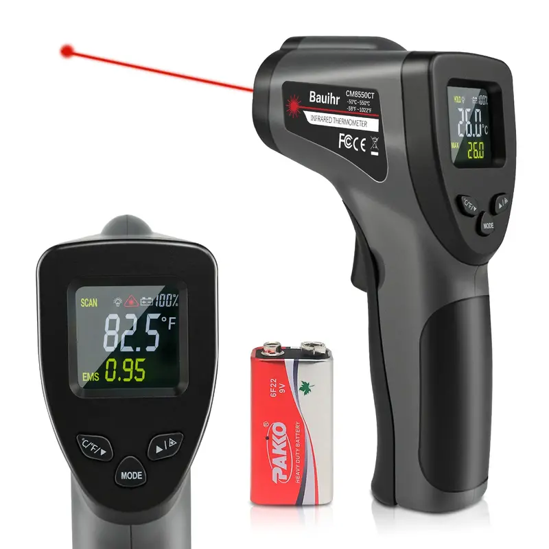 Adjustable-Emissivity Ir Laser Thermometer – Digital Non-Contact Temperature Gun (-58°F To 1022°F / -50°C To 550°C) With Lcd Display For Cooking, Freezing, And Grilling 1