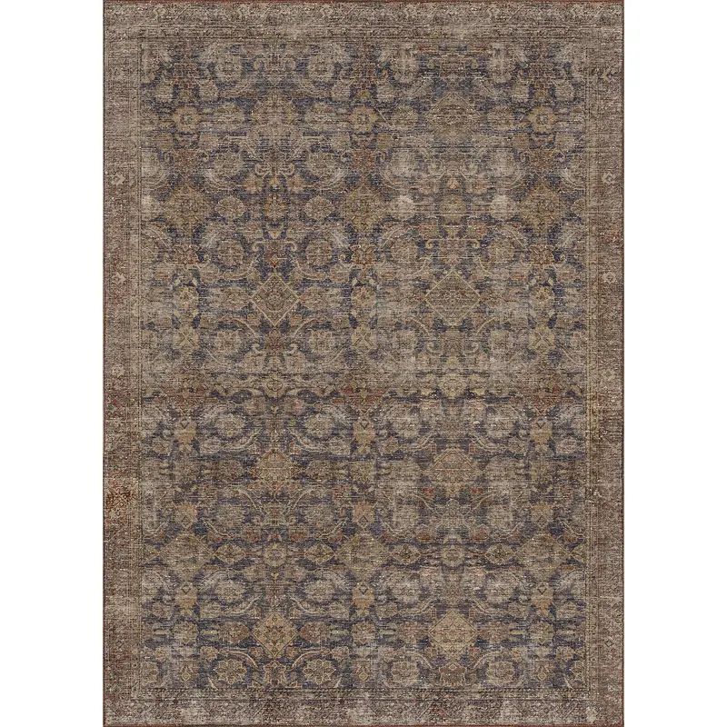 Alexa Area Rug With Navy Base And Multicolor Accents 4