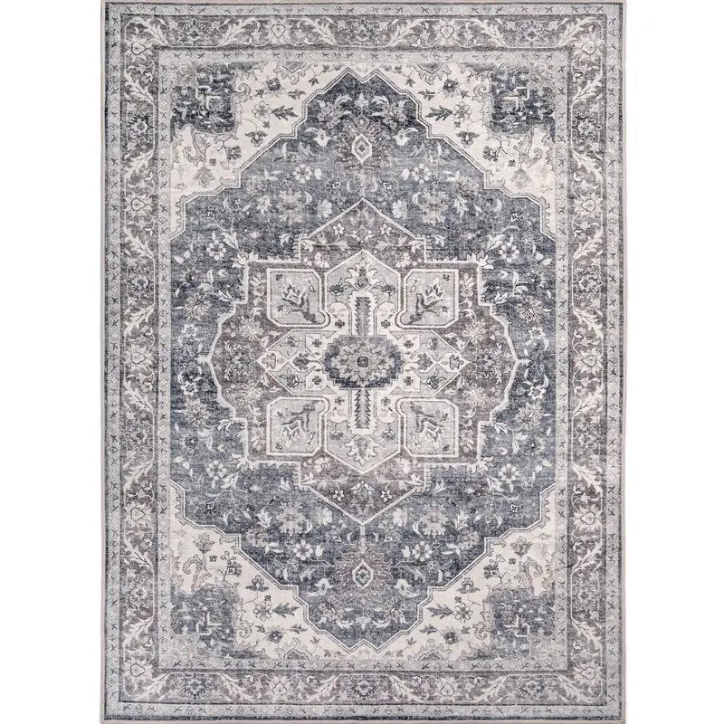 Amara Area Rug In Ash Grey And Natural Texture 2
