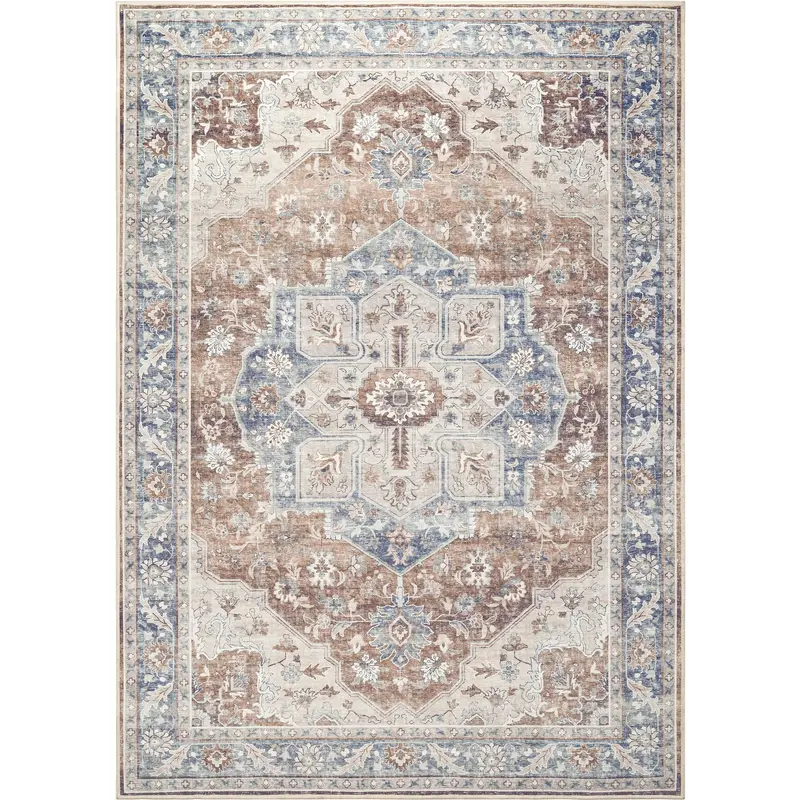 Amara Area Rug With Coral And Blue Colorway 4