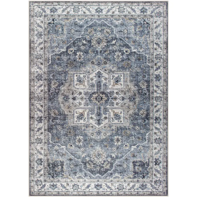 Amara Area Rug With Indigo And Beige Palette 4