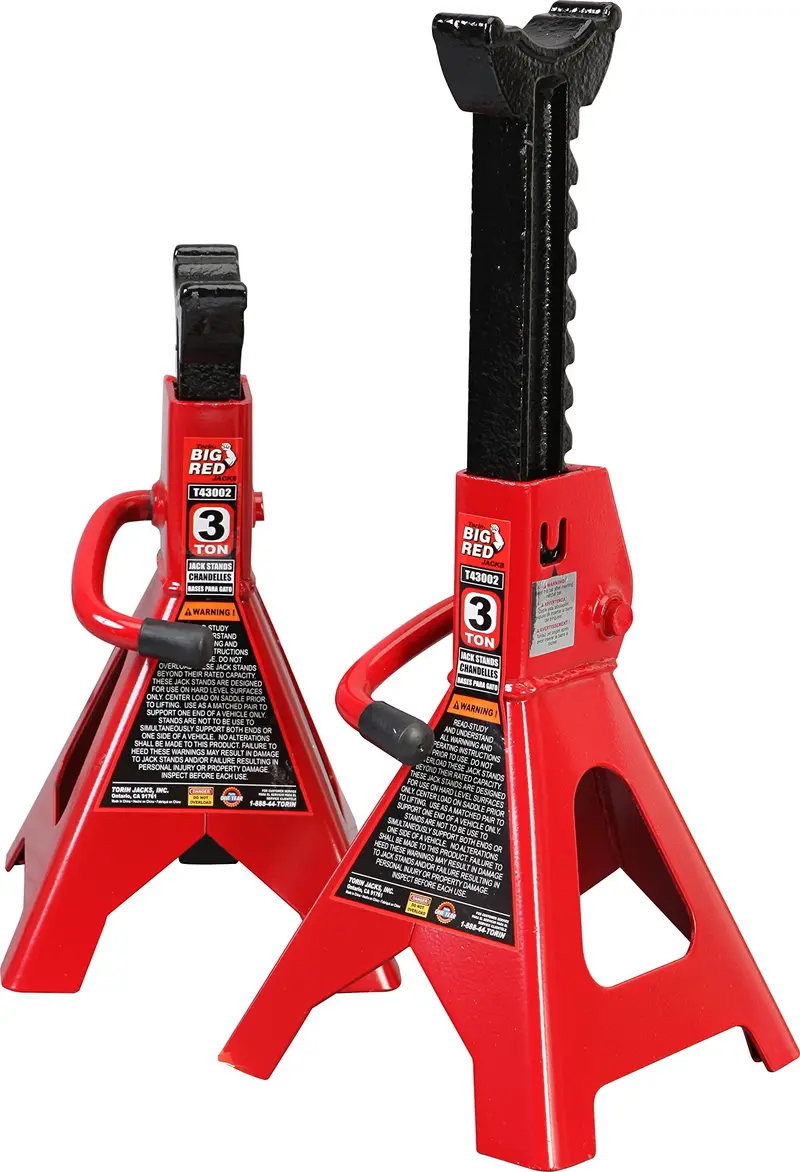 Big Red Steel Jack Stands – 3-Ton Pair, Standard Height (Not For Suvs Or Trucks), Red 1