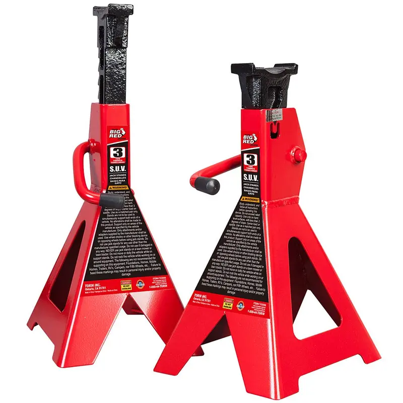 Big Red Steel Jack Stands – Pair Rated For 3-Ton Vehicles (Suvs & Trucks), Red Safety Supports 1
