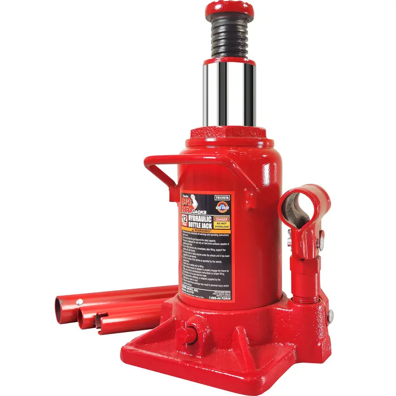 Big Red Torin Low-Profile Welded Bottle Jack – 12-Ton Capacity, Robust Red Hydraulic Lifter 1