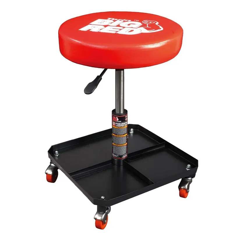 Big Red Torin Premium Rolling Mechanic Seat – Padded Adjustable Stool With Tool Tray, Red 1