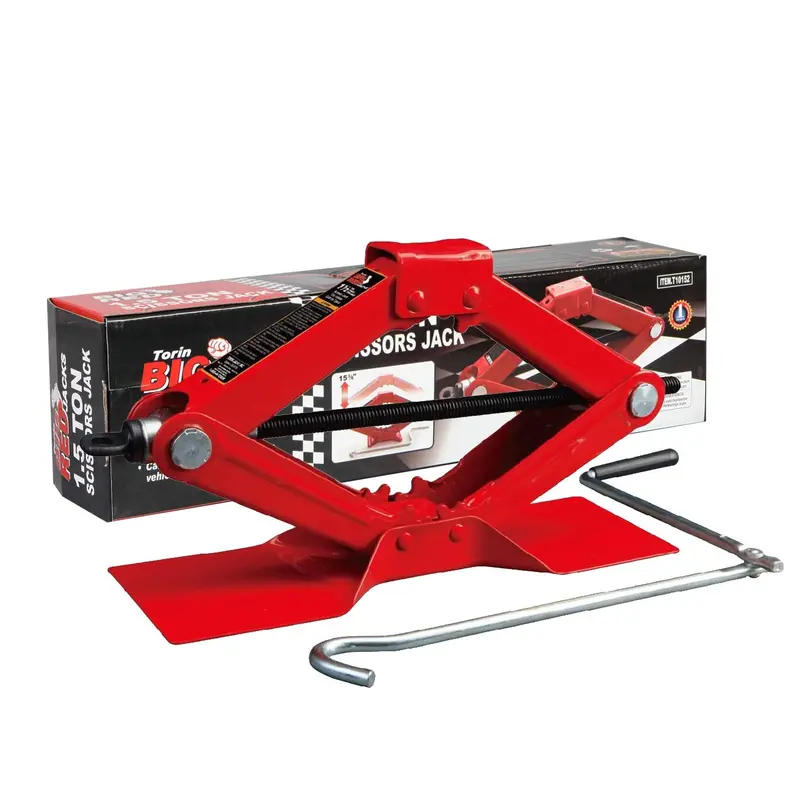 Big Red Torin Scissor Car Jack Kit – 1.36-Ton Lifting Capacity, Portable Red Automotive Jack 1