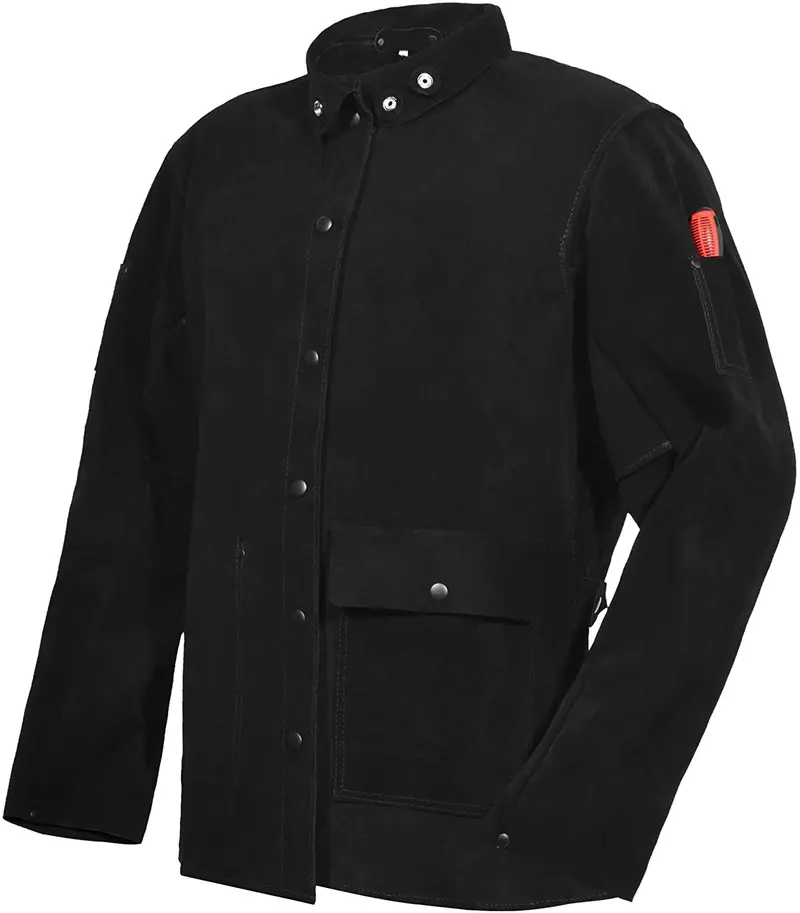 Black Split-Cowhide Welding Jacket – Fr-Compliant Workwear For Men And Women (Xx-Large) 1