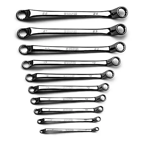 Capri Tools 75-Degree Double-Ended Deep-Offset Metric Wrench Set, 6–24 Mm, 10-Piece With Heavy-Duty Canvas Bag 1
