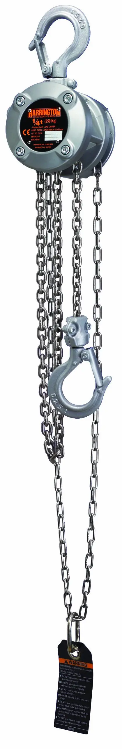 Compact 1/4-Ton Hand Chain Hoist – 10 Ft Lift, 8.5" Headroom, 0.8" Hook Opening, Hook-Mounted Design 1