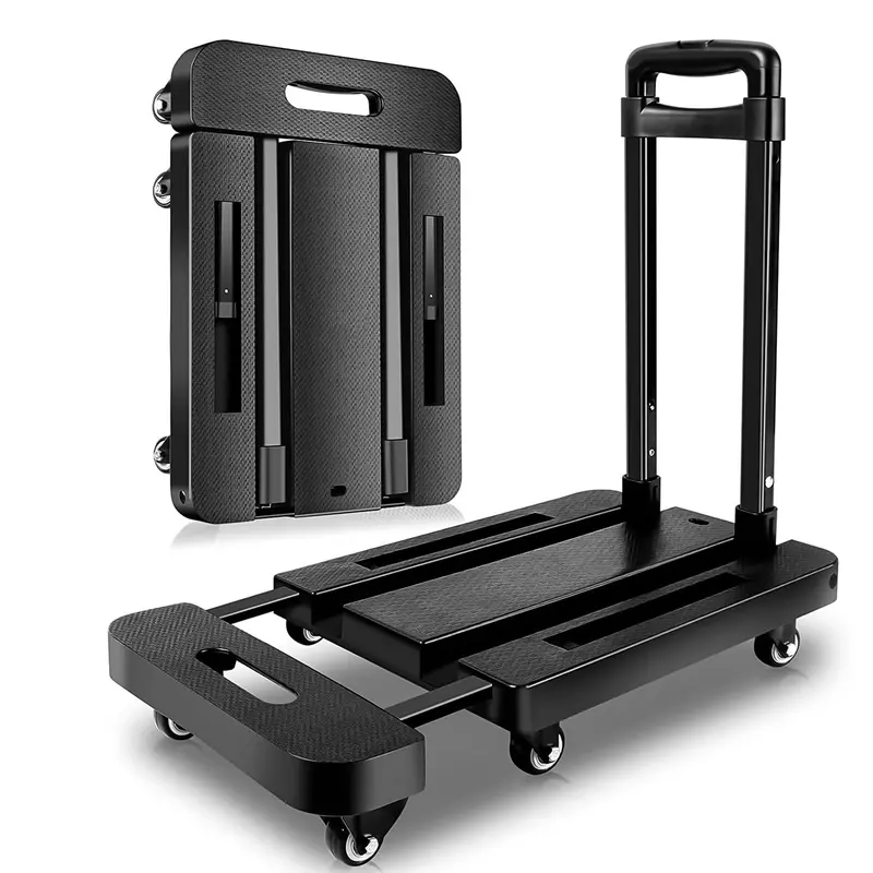 Compact Expandable Folding Dolly – 500 Lb Capacity, Lightweight Travel & Moving Cart For Office, Groceries, Or Relocations (Black) 1