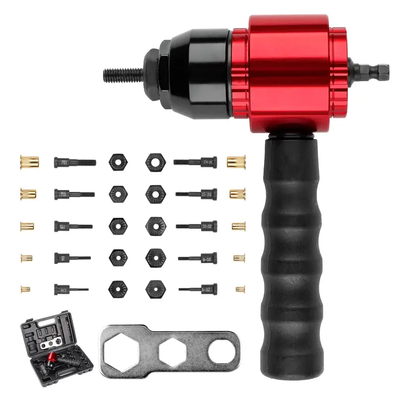 Cordless Drill-Compatible Riveting Kit — Includes 10 Rivet Mandrels (5 Metric + 5 Sae) And 50 Assorted Rivet Nuts 1