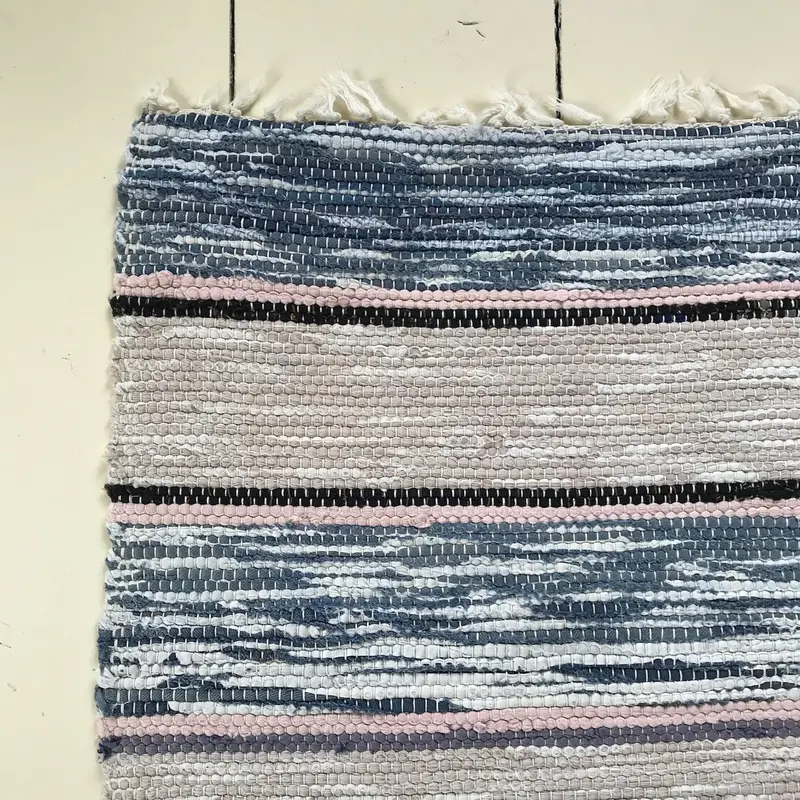 Denim-Blue Distressed Runner Rug 1