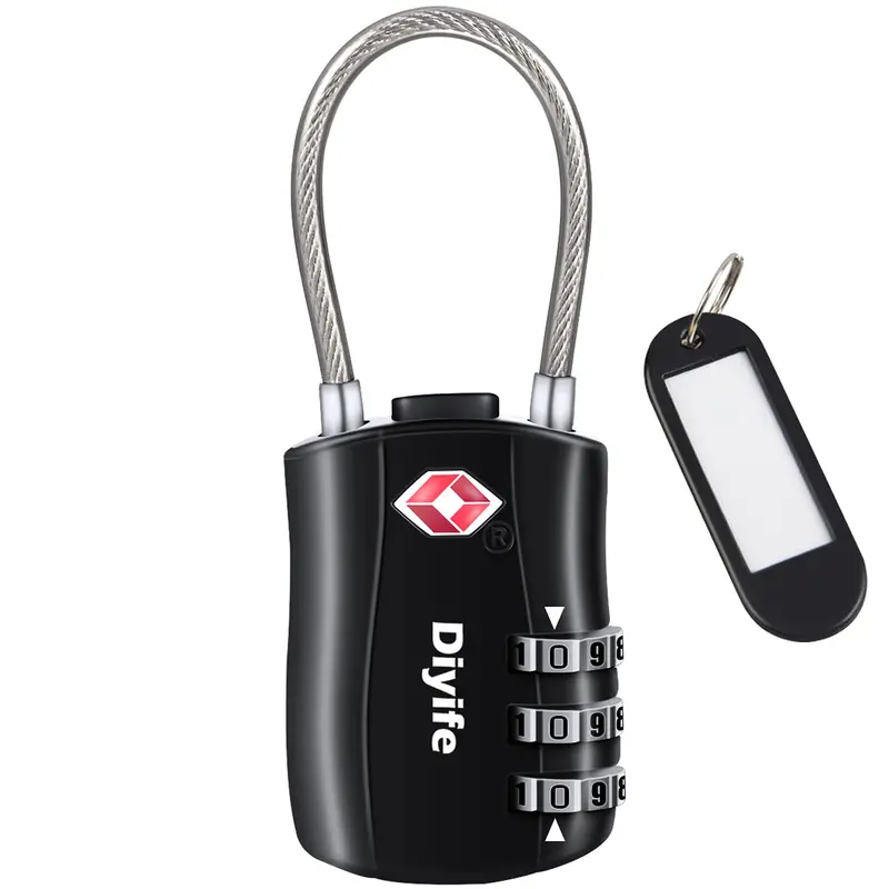 Diyife Tsa-Approved 3-Digit Luggage Lock Set – Travel Suitcase Combination Locks, Black (1-Pack) 1