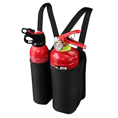 Dual-Car Fire Extinguisher Mounting Kit – Vehicle Seat-Back Storage Bag With Quick-Install Hardware 1