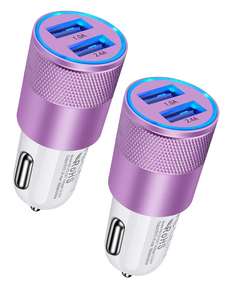 Dual-Port Car Usb Charger: 12V Cigarette Lighter Adapter For Iphone, Google Pixel, And Android Devices 1