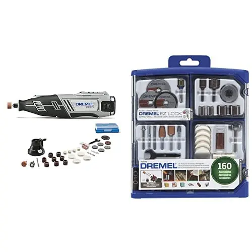 ▶ Dremel - Herramienta Rotativa Con 1 Aditamento Y 28 Accesorios + Dremel 710-08 Kit De Accesorios De Todo Propósito Para Herramienta Giratoria, 160 Piezas, 710-08, Set De Accesorios, 1 1